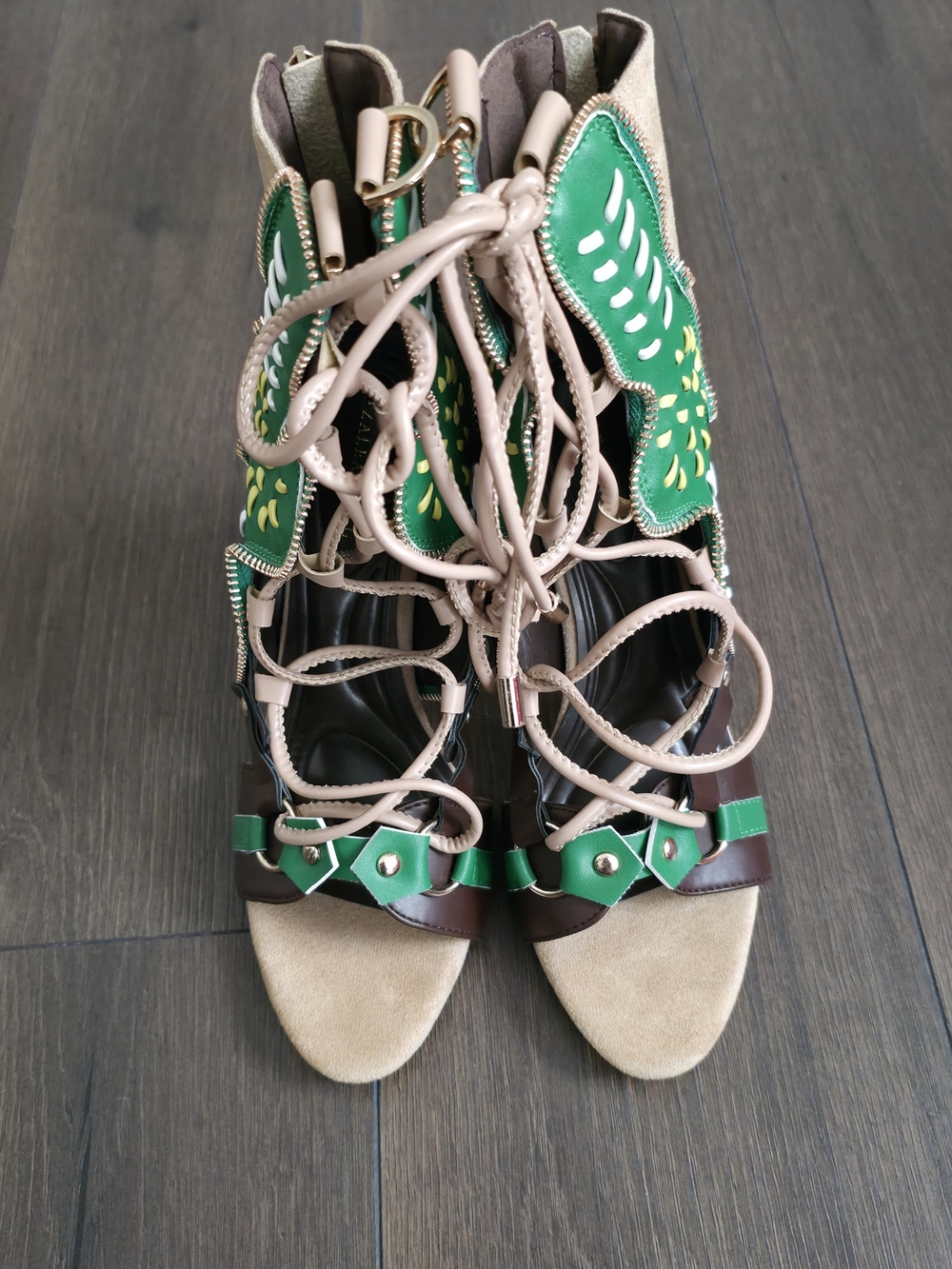Azalea Wang Akira Shainia Green Multi Stiletto Sandal - Picture 2 of 7